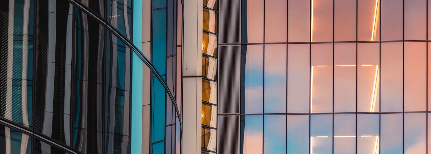 London City financial district skyline at dusk