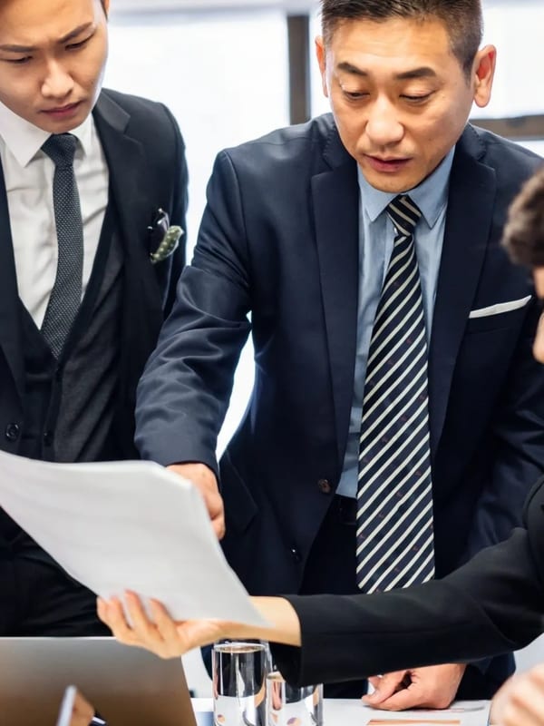 An adviser in a professional consultation with a client in a London office